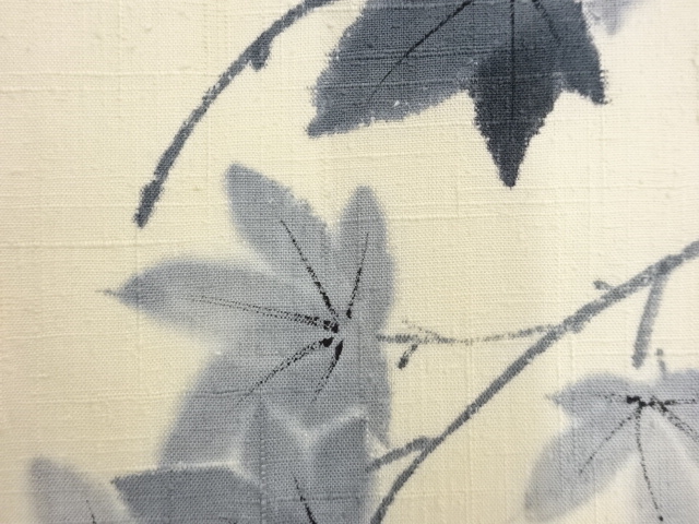  作家物　手織り紬手描き紅葉模様名古屋帯